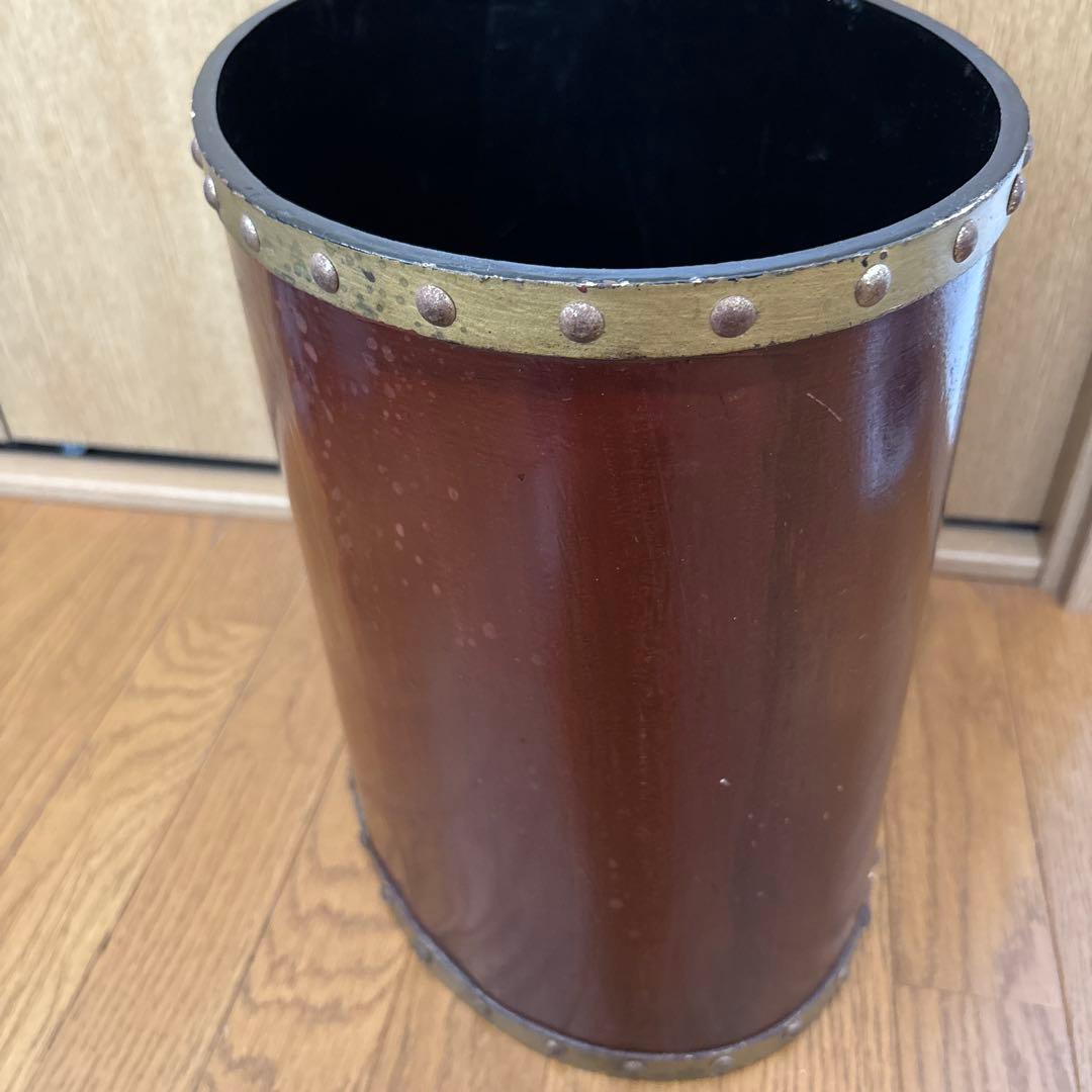 ヴィンテージ　木製　ゴミ箱　ダストボックス　トールペイント