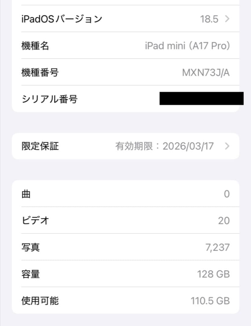 iPad mini7 A17pro Wi-Fiモデル 128G ブルー