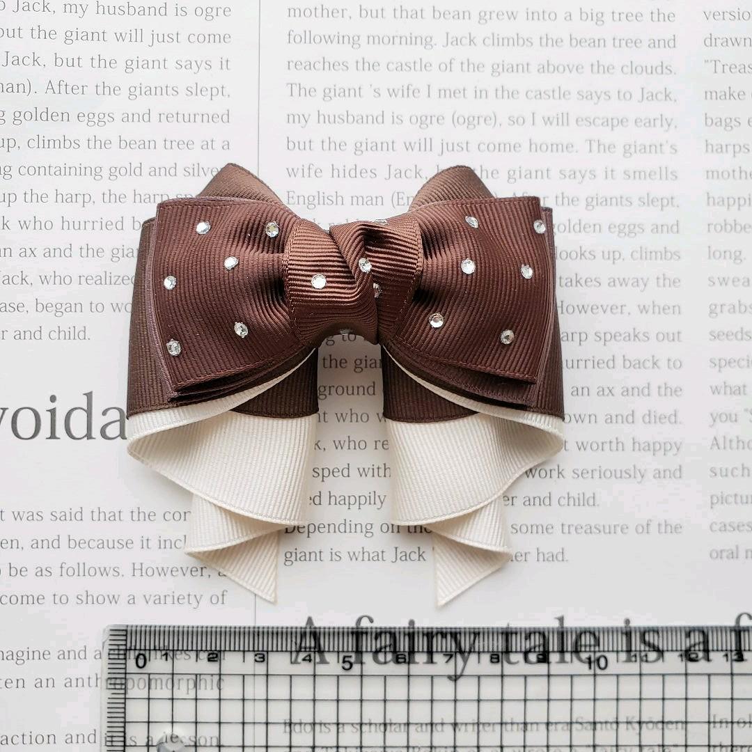 リボン　ヘアゴム♡カノンリボン～long～♡ブラウン♡ハンドメイド