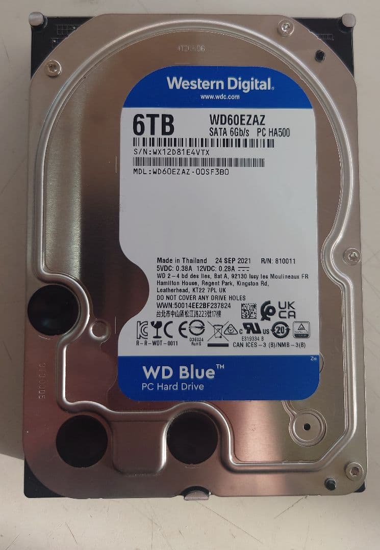 内蔵型ハードディスクドライブ WesternDigital WD60EZAZ 6TB