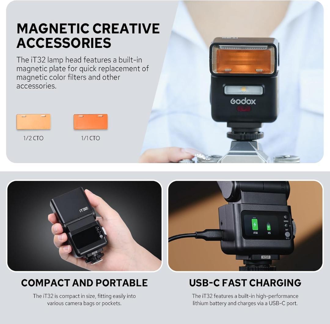 新品Godox iT32ストロボ & X5-Fトリガー カメラフラッシュキット