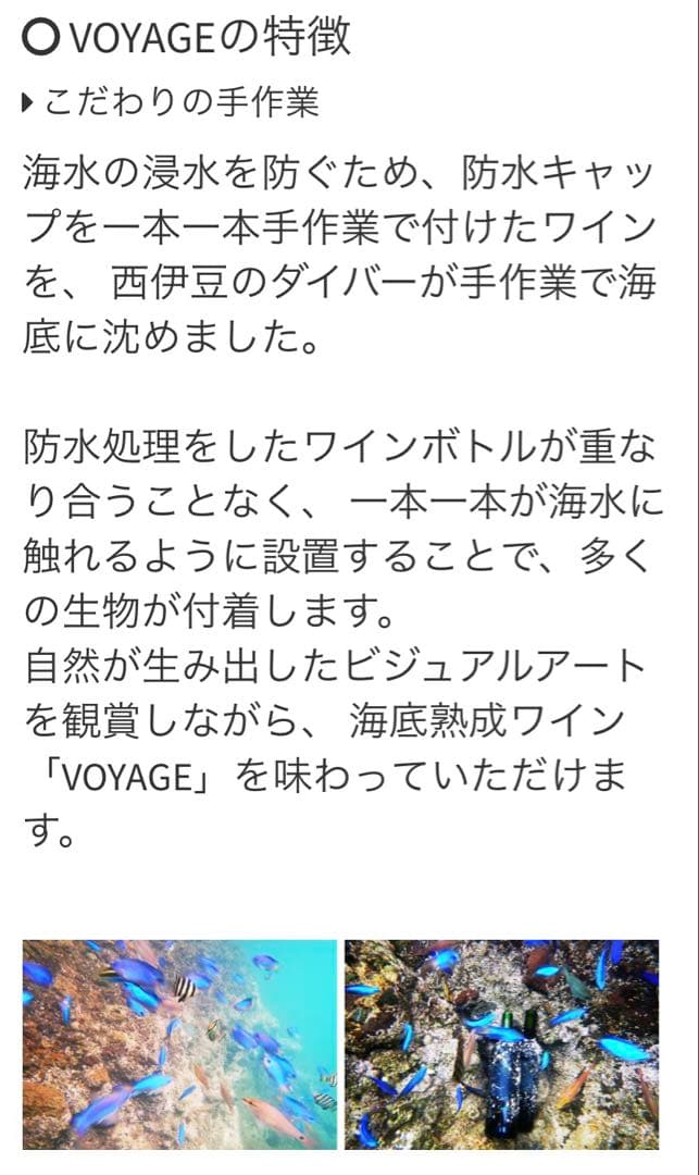 海底熟成ワインVOYAGE モンテプルチアーノ・ダブルッツォ
