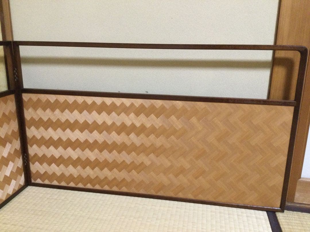 風炉先屏風 両面開き 利休梅 網代 茶道具 L351