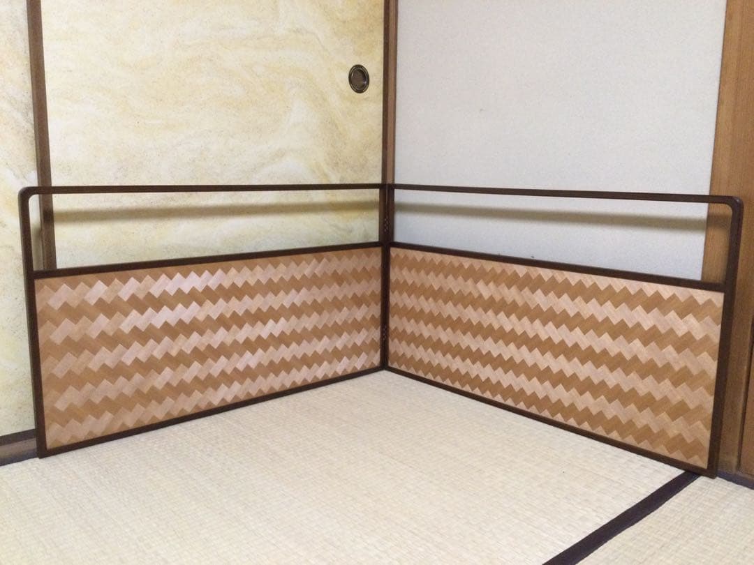 風炉先屏風 両面開き 利休梅 網代 茶道具 L351