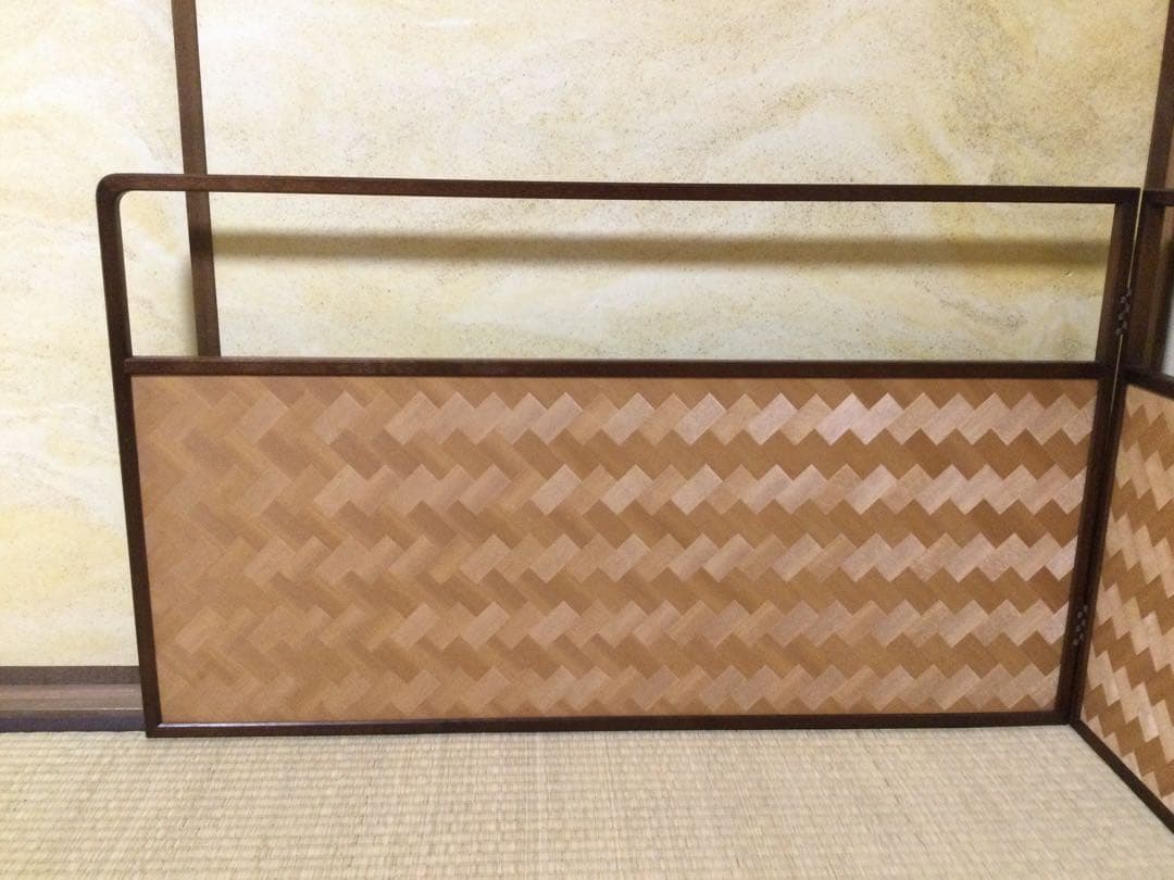 風炉先屏風 両面開き 利休梅 網代 茶道具 L351