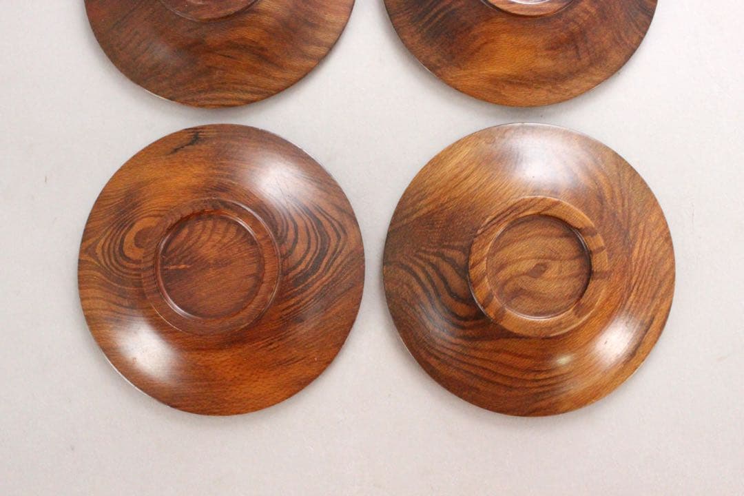 No5835木製円茶托　2種9枚　直径(大)13.7cm／(小)11cm送料無料