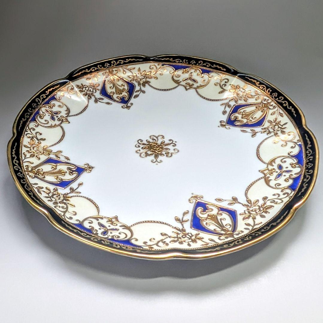 極美品☆オールドノリタケ マルキ印 コバルト金盛 大皿 22.5cm プレート