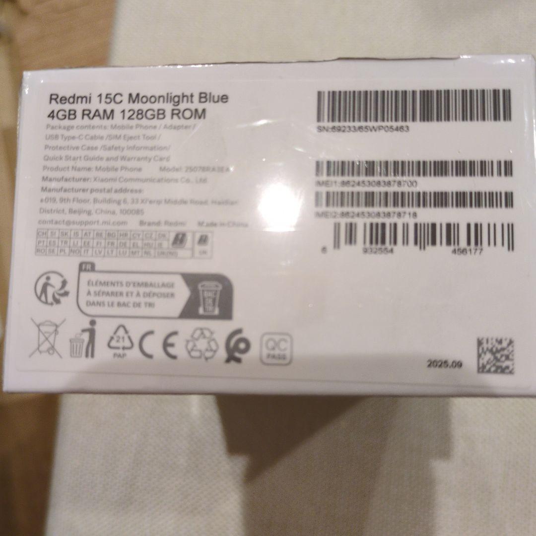 Redmi 15C メモリ4GB ストレージ 128GB グローバル版
