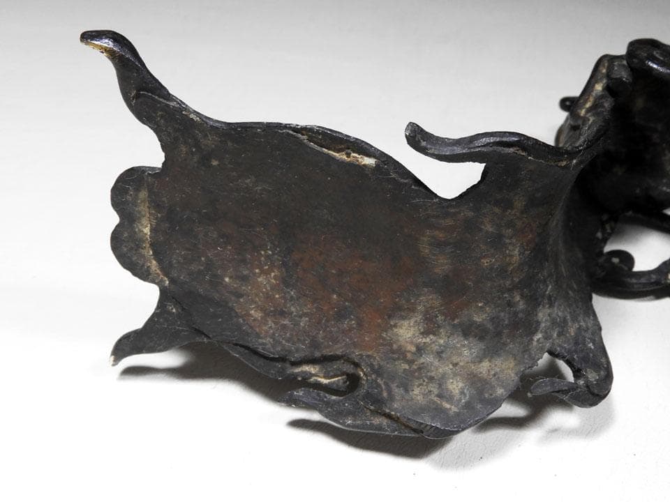 ●希少 時代物 古銅 大きい 鳳凰像 鳥獣 斑紫銅色 宣徳銅 唐金 高さ23cm