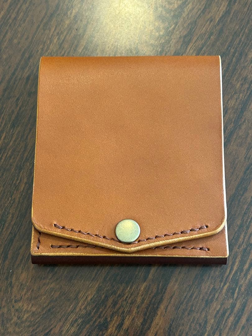 本革 ミニ財布 コンパクト財布 ハンドメイド レザー 手縫い 二つ折り　財布