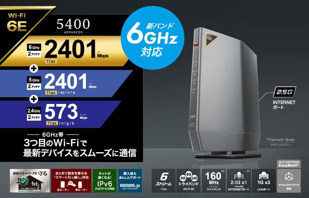 BUFFALO WSR-5400XE6 ルーター Wi-Fi バッファロー