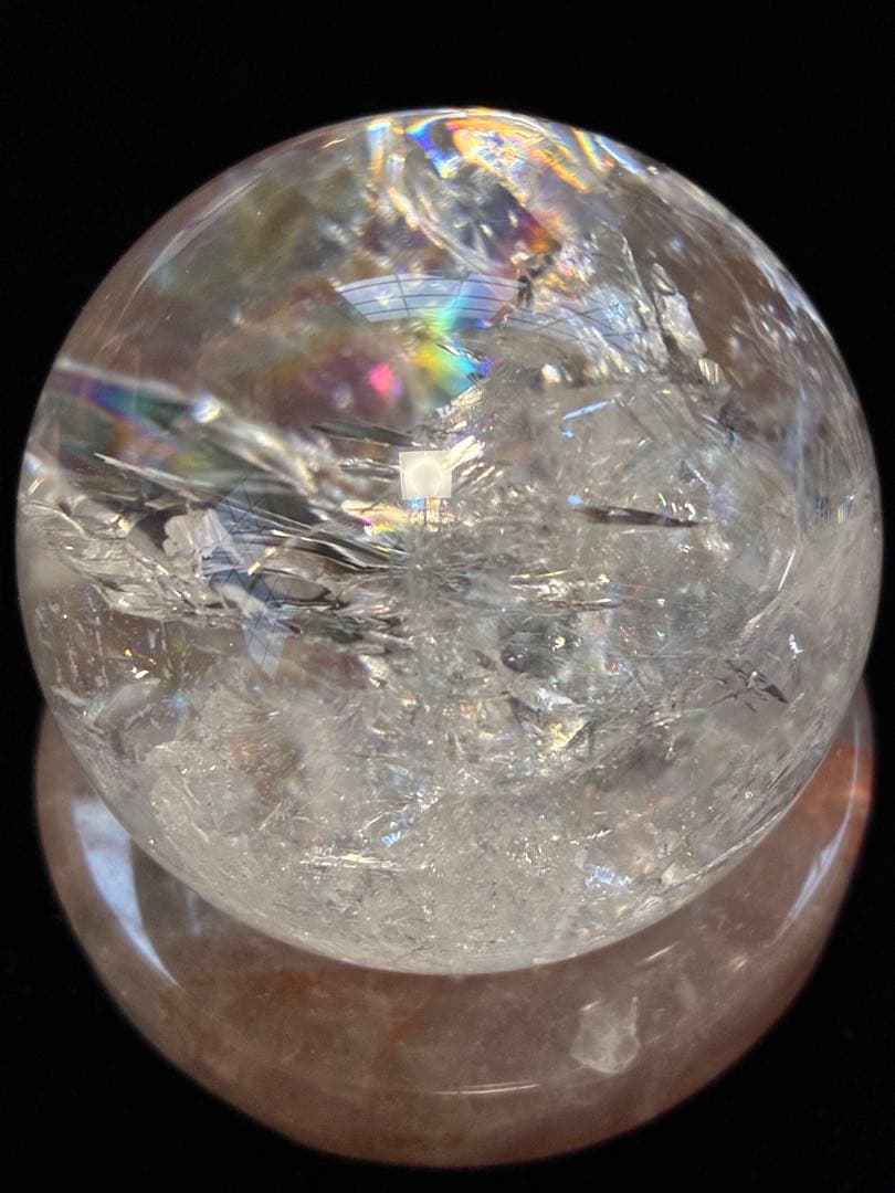 ピンククォーツ 水晶 スフィア 約5.4cm 水晶のお皿付き