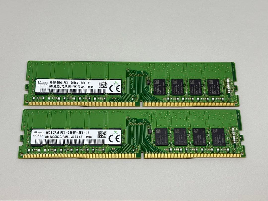 SKHYNIX DDR4 2666 ECC Unbuffered 16GBx2枚