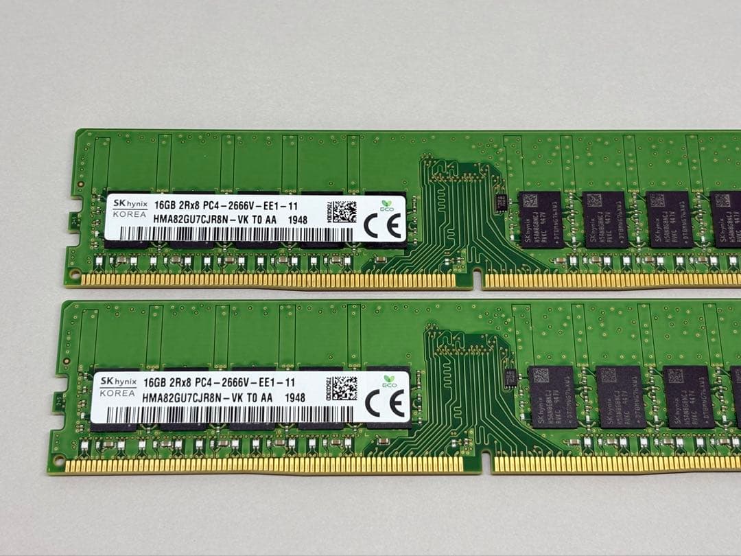 SKHYNIX DDR4 2666 ECC Unbuffered 16GBx2枚