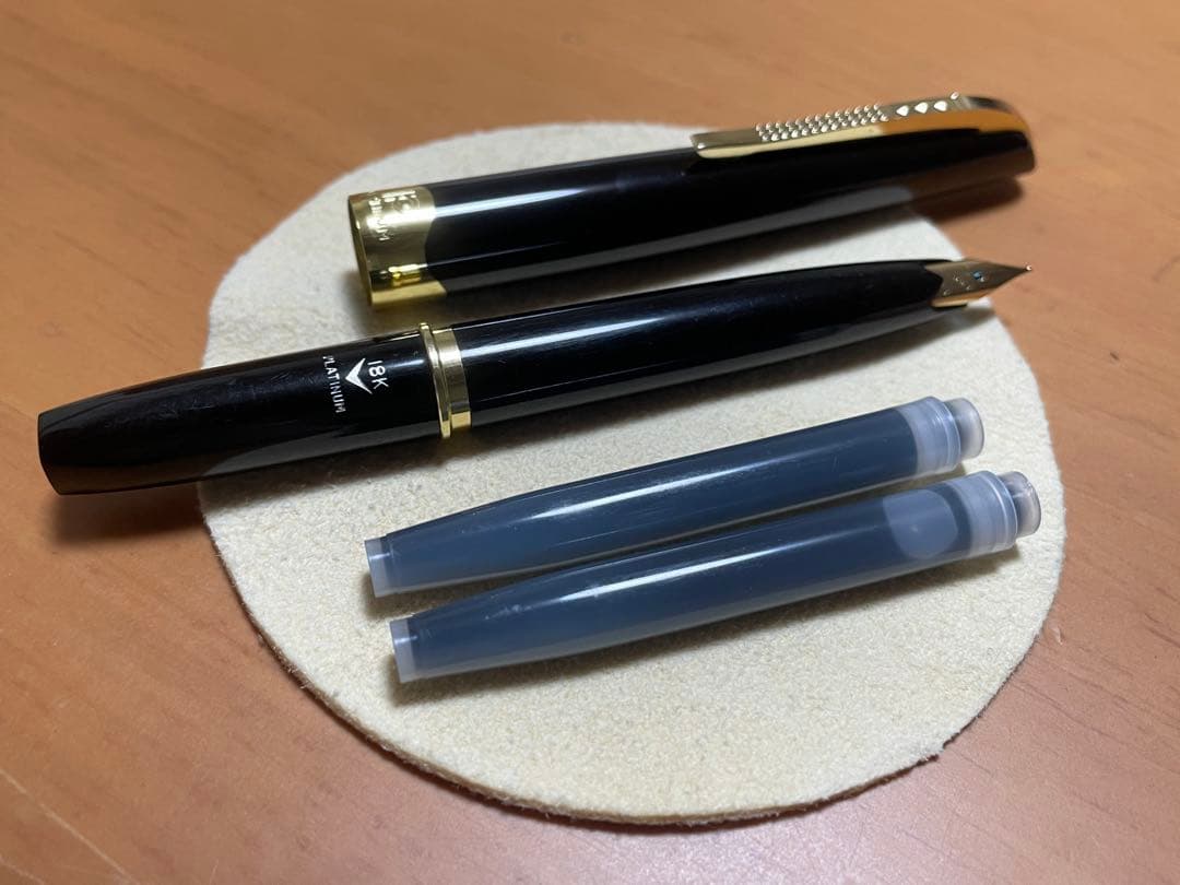 《訳あり・美品・希少》プラチナ万年筆 18K 細軟 ショート軸【カートリッジ付】