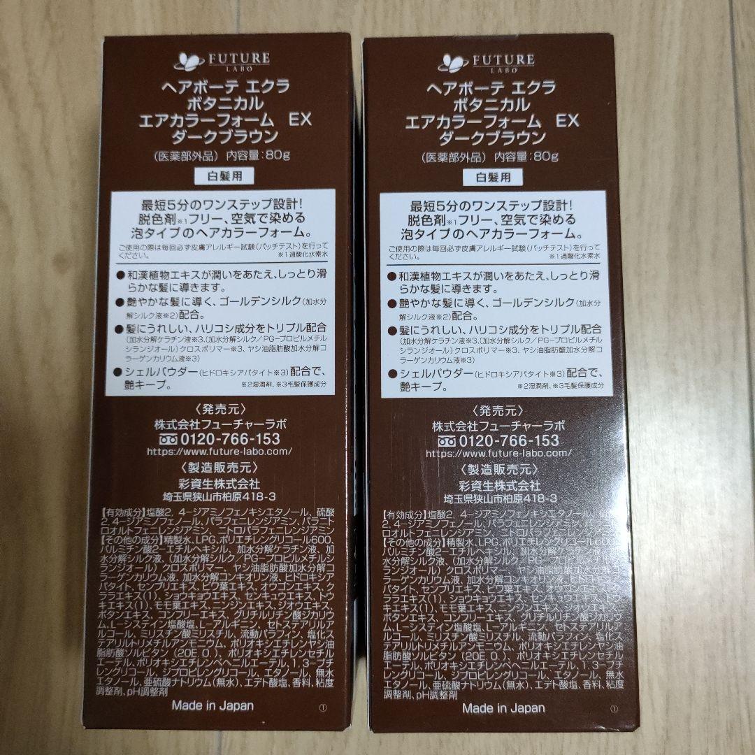 エクラ ボタニカルエアカラーフォーム ダークブラウン80g(２本セット)※新品