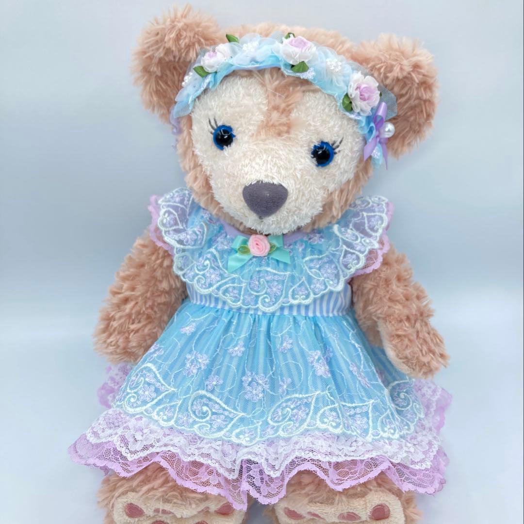 シェリーメイ　ハンドメイド　チュール　ドレス　水色ストライプ