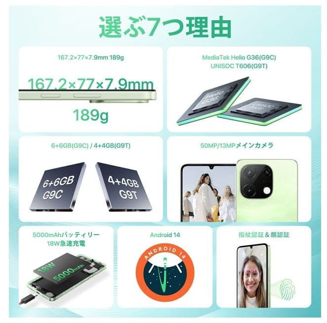 UMIDIGI G9T グリーン