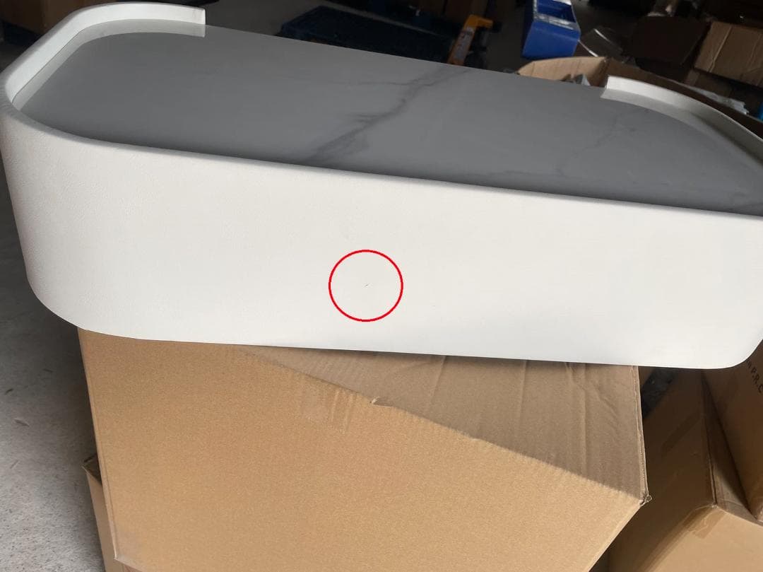 ホワイトドレッサー 大理石調デスクのみ 訳あり品写真をご確認J205-80-02