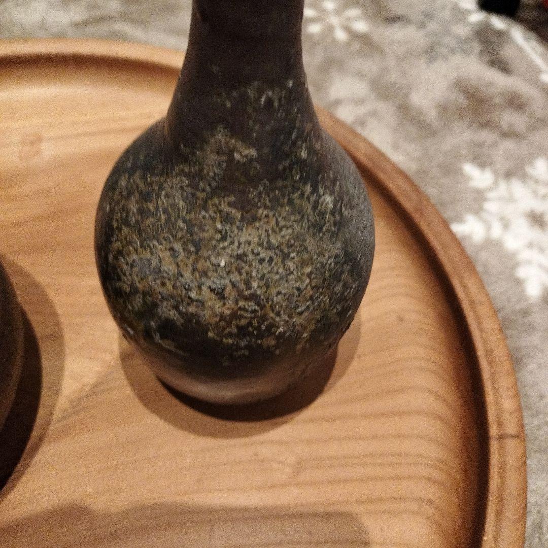 備前焼2点▶陶器の花瓶セット