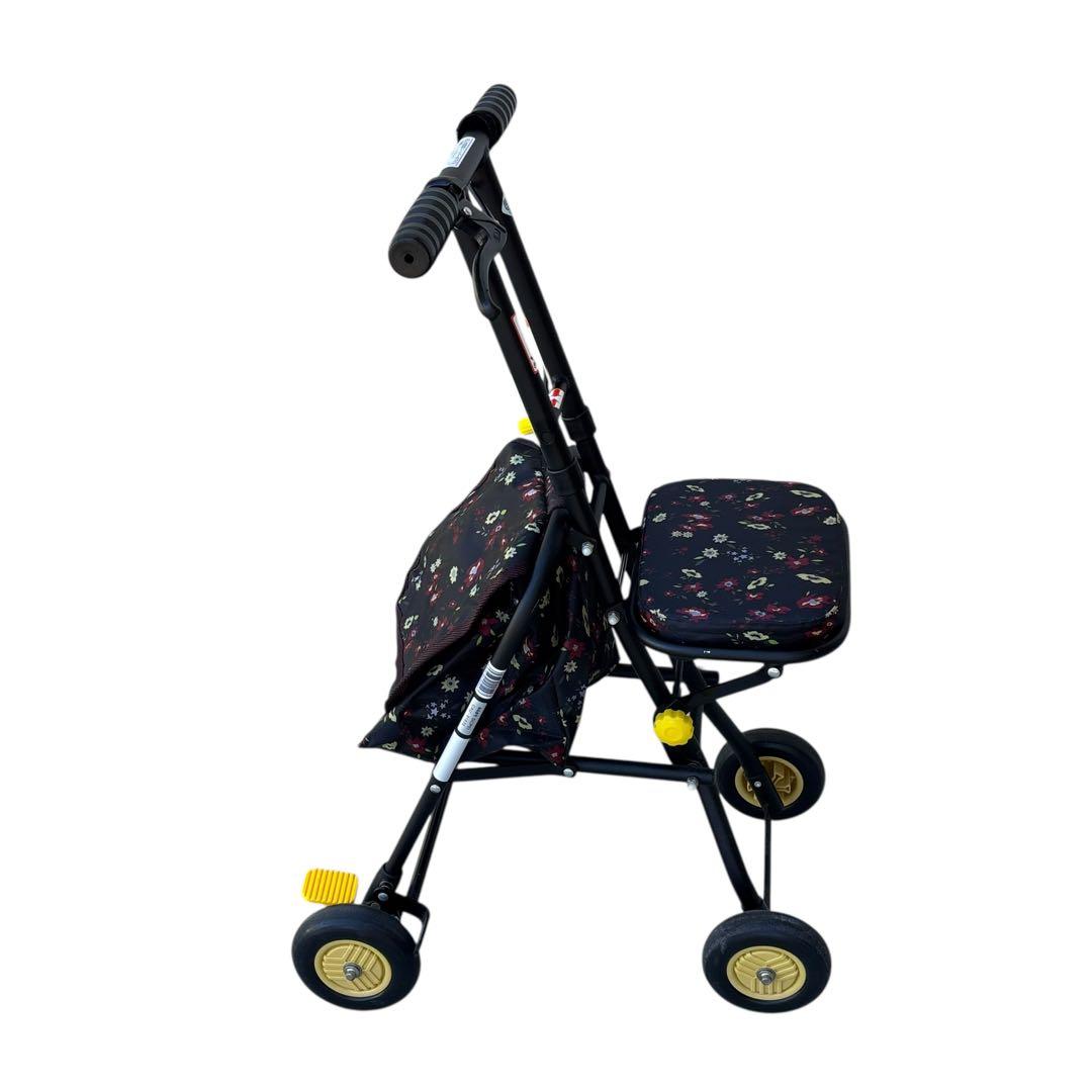 【美品】シルバーカー SICP01 フラワーブラック　テイコブ　TacaoF