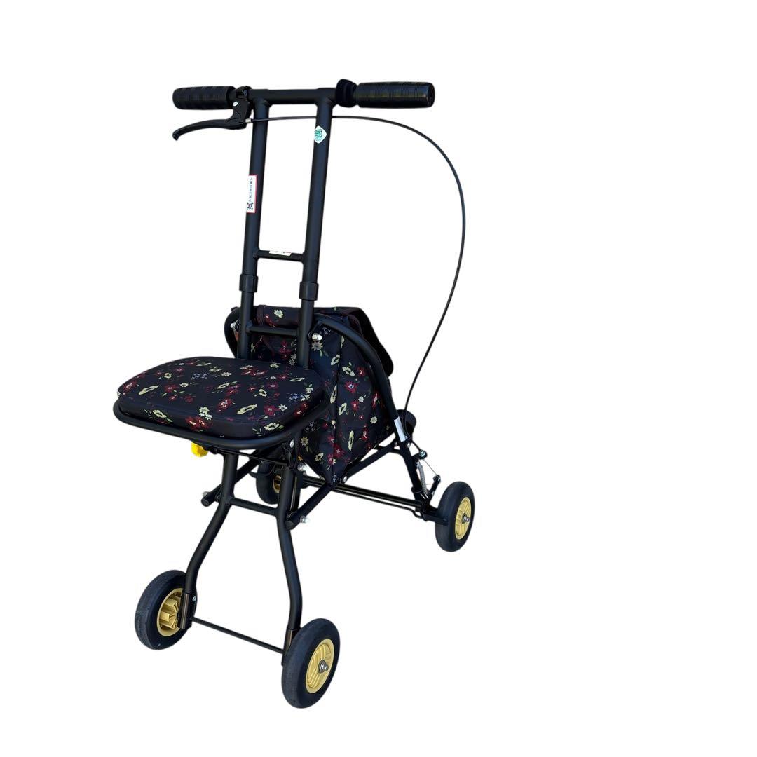 【美品】シルバーカー SICP01 フラワーブラック　テイコブ　TacaoF