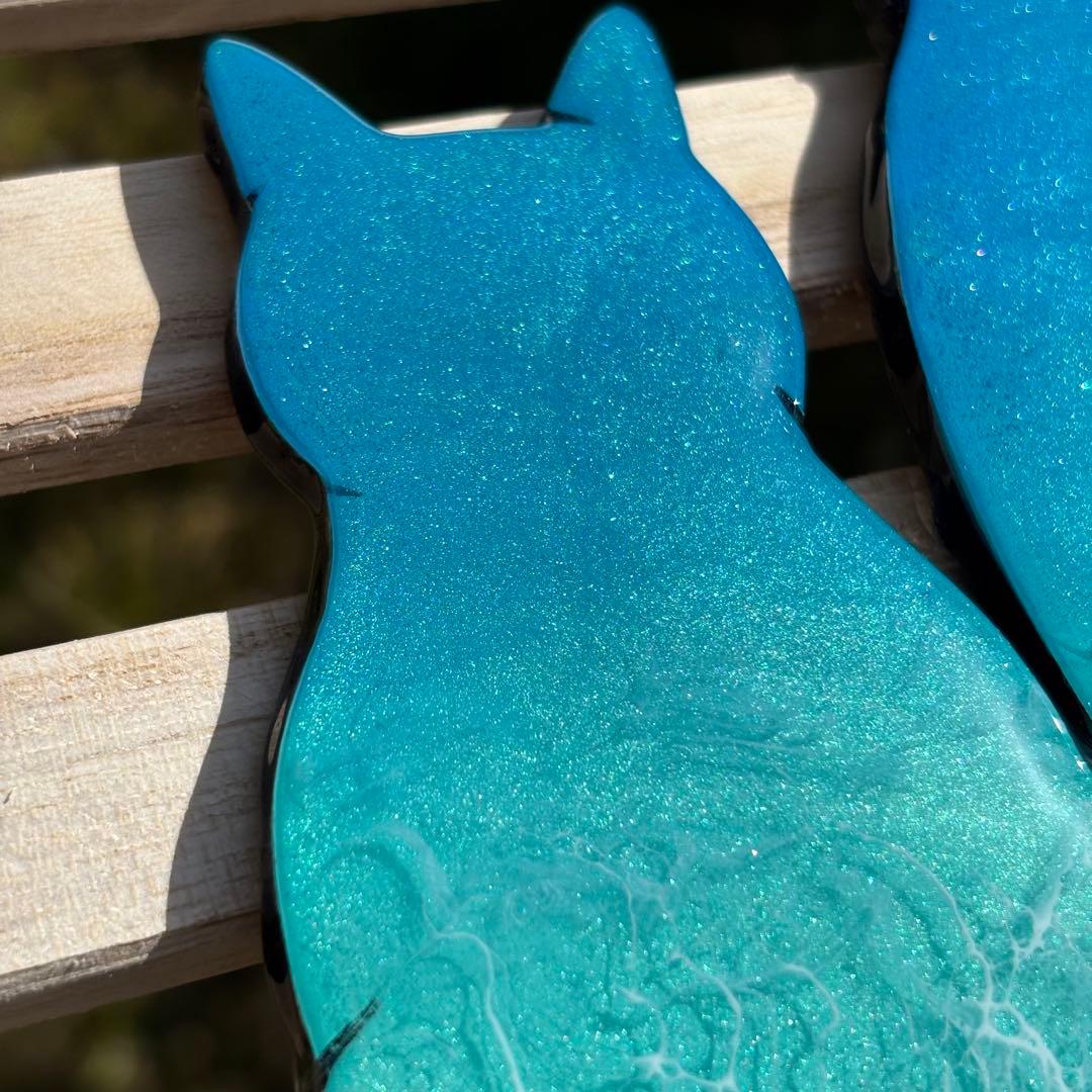 レジン　オーシャンアート　ねこ&いぬパネル　海アート　No.1155