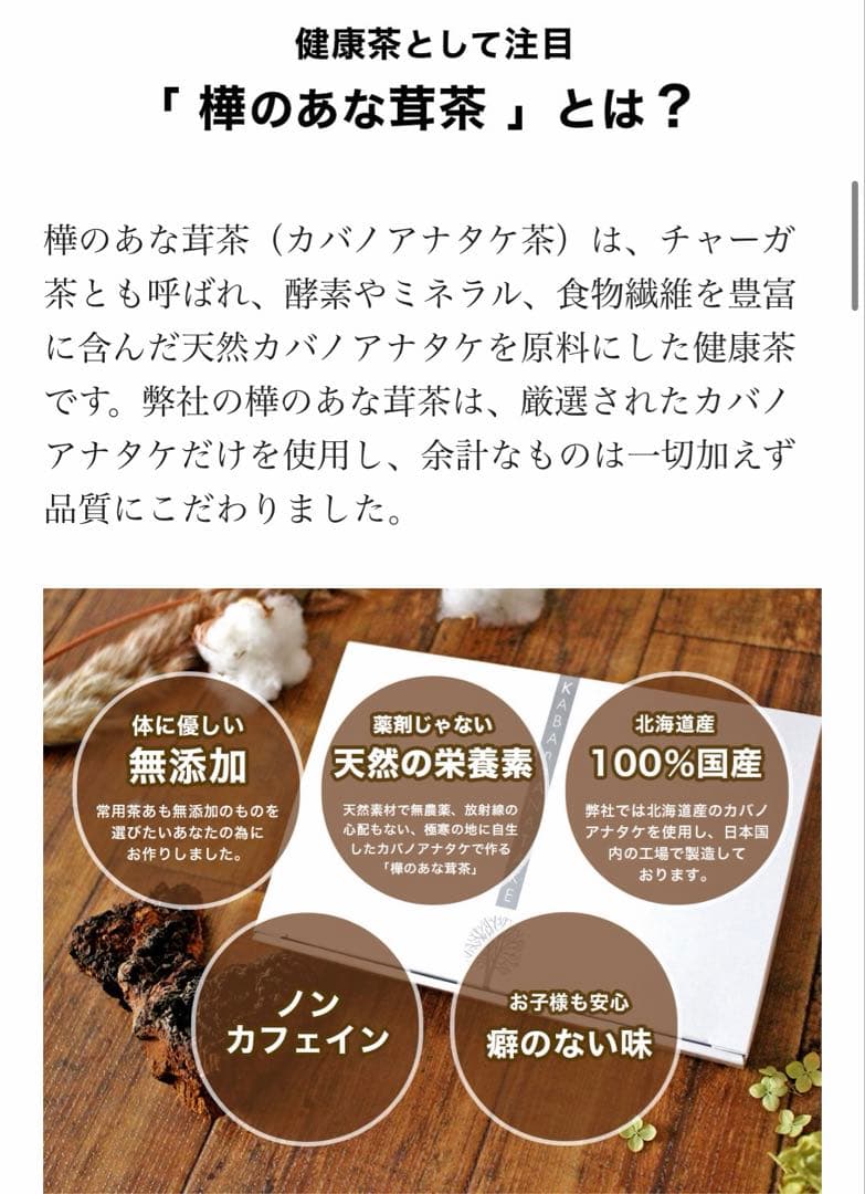 ① カバノアナタケ茶 1箱30包 チャーガ