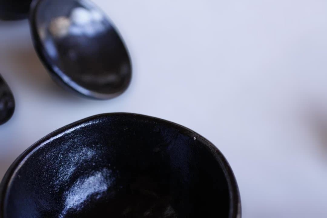 楽茶碗 黒楽　蓋　向付　向附　金箔 10客セット