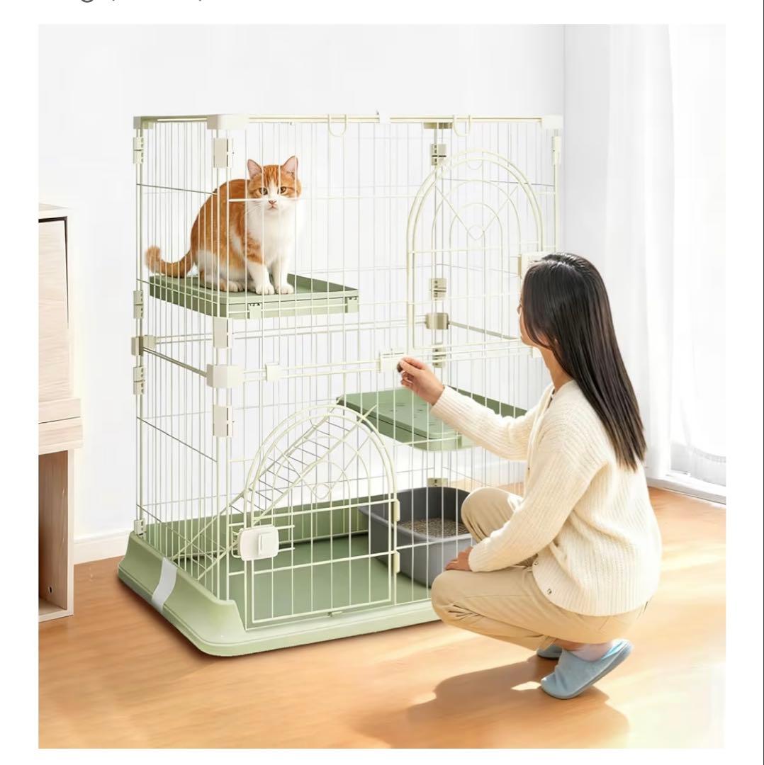 猫ケージ キャットケージ 2段スリム大型猫用 幅76*奥行50.5*高さ89cm