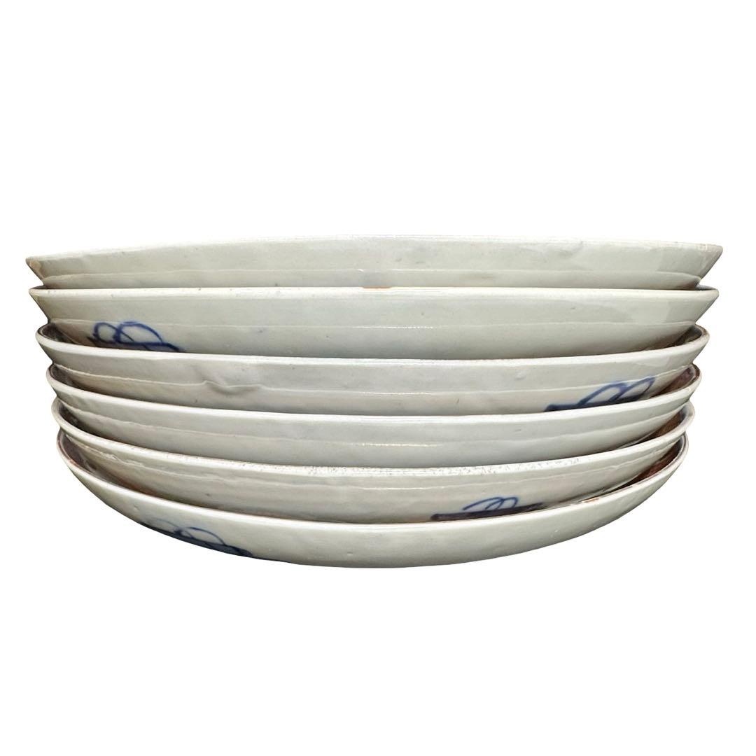 ★古伊万里 金彩 色絵 鶴に花図 皿 6枚/食器！★ 管理142