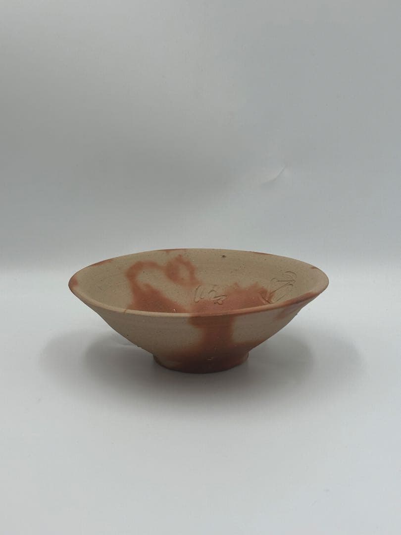 備前　藤原雄　緋襷　平茶碗　共箱作品　人間国宝