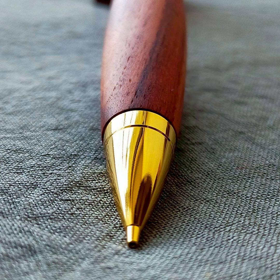 チューリップウッド　ハンドメイド　木軸シャープペン　0.5mm　天然木　ゴールド