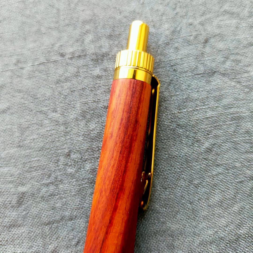 チューリップウッド　ハンドメイド　木軸シャープペン　0.5mm　天然木　ゴールド
