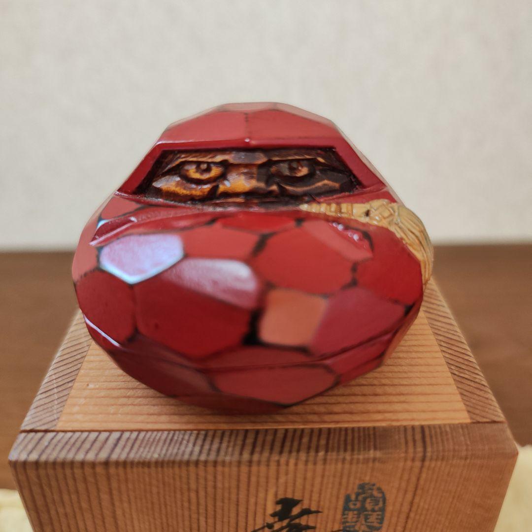 達磨香合　山中象堂 讃岐一刀彫　茶道具　共箱