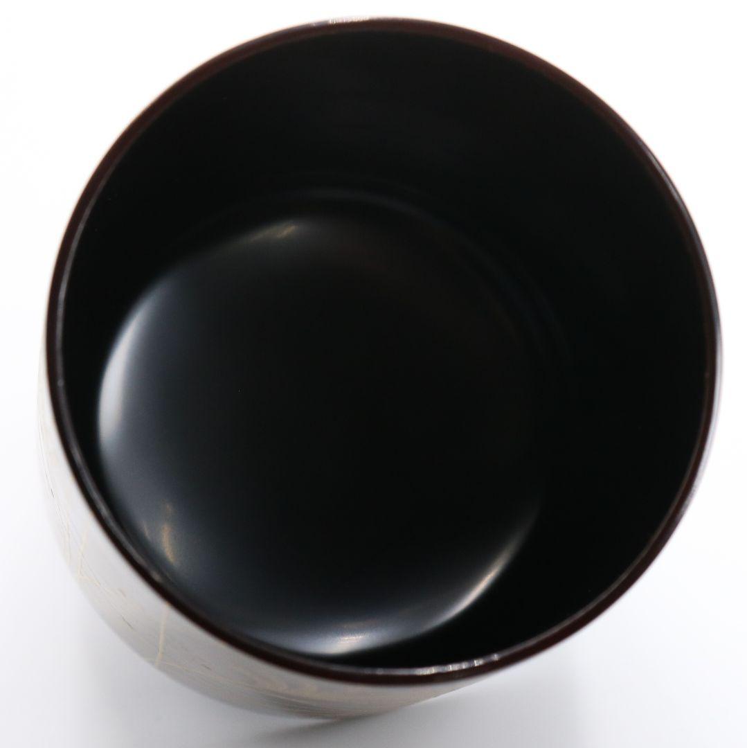 中谷秀斎作 武蔵野ノ月寸切棗 金蒔絵 茶道具 共箱　V329　NT1