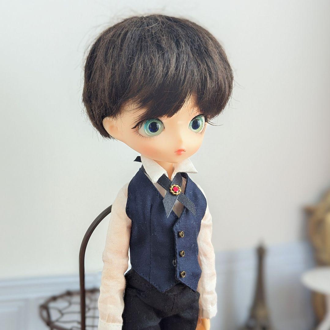 再1531※ハルモニアブルームroot服※ネイビーのカマーベストとパンツのセット