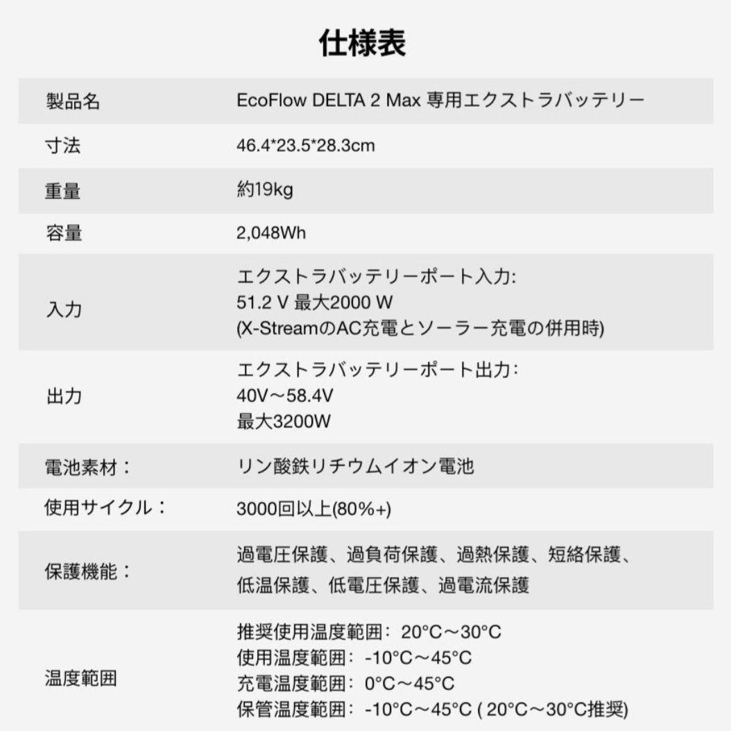 EcoFlow DELTA 2 Max専用エクストラバッテリー DELTA 3