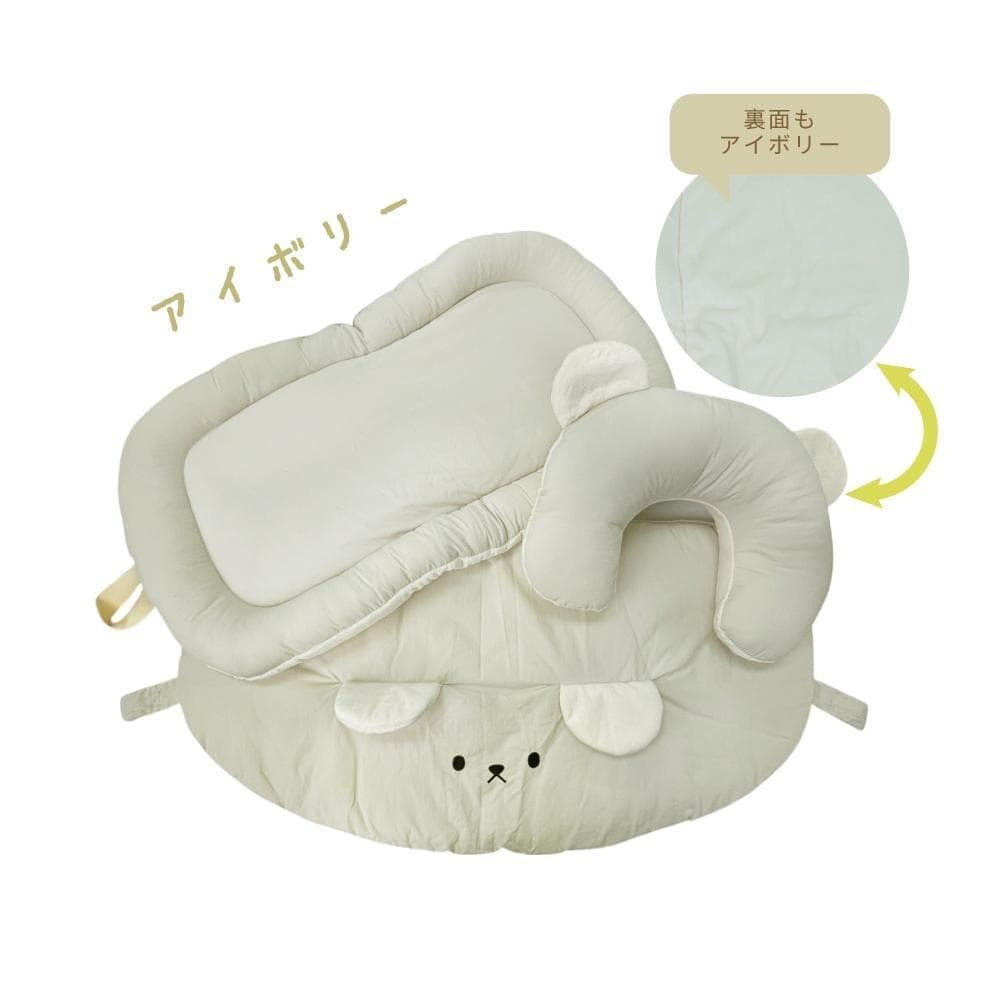 Ｒサイズ　クマちゃん　ペットカートクッション　リバーシブル　アイボリー
