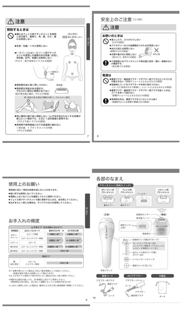 パナソニック　smoothepi ES-WP9A 光美容器　家庭用