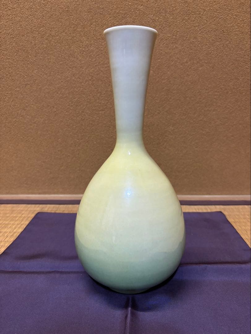 人間国宝　吉田美統　釉裏金彩芙蓉文　花瓶　花入　花器　九谷焼　高さ27.5cm