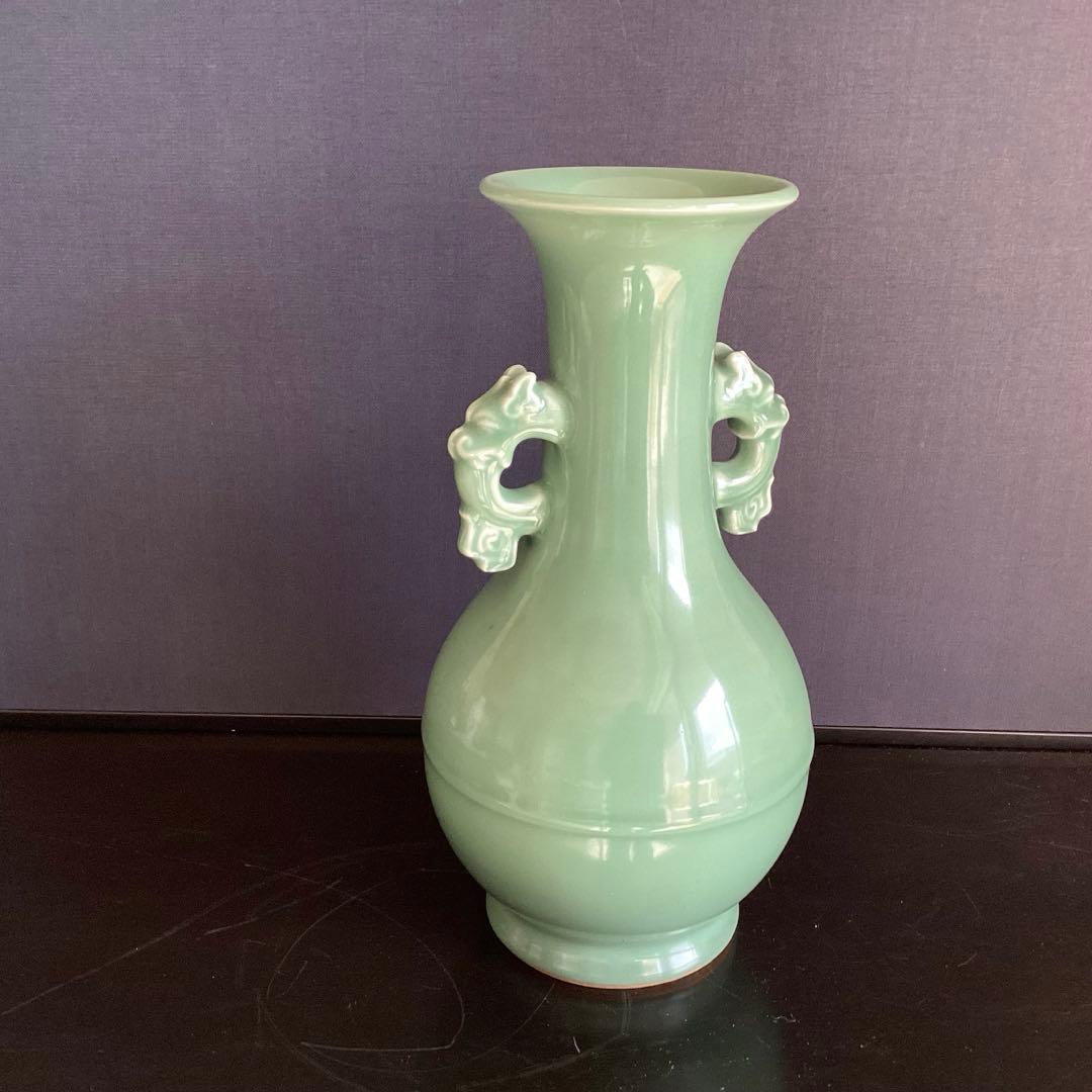 京焼 二代 加藤渓山 天龍寺青磁 花生 花瓶 花入