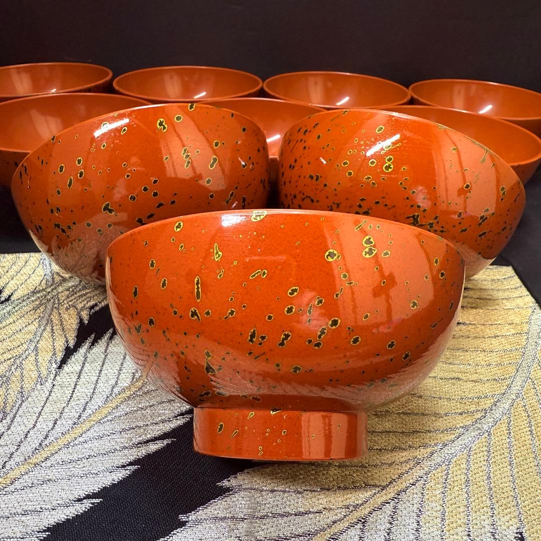 漆器　木製　沈金　蒔絵　お煮物椀　吸物椀　10客