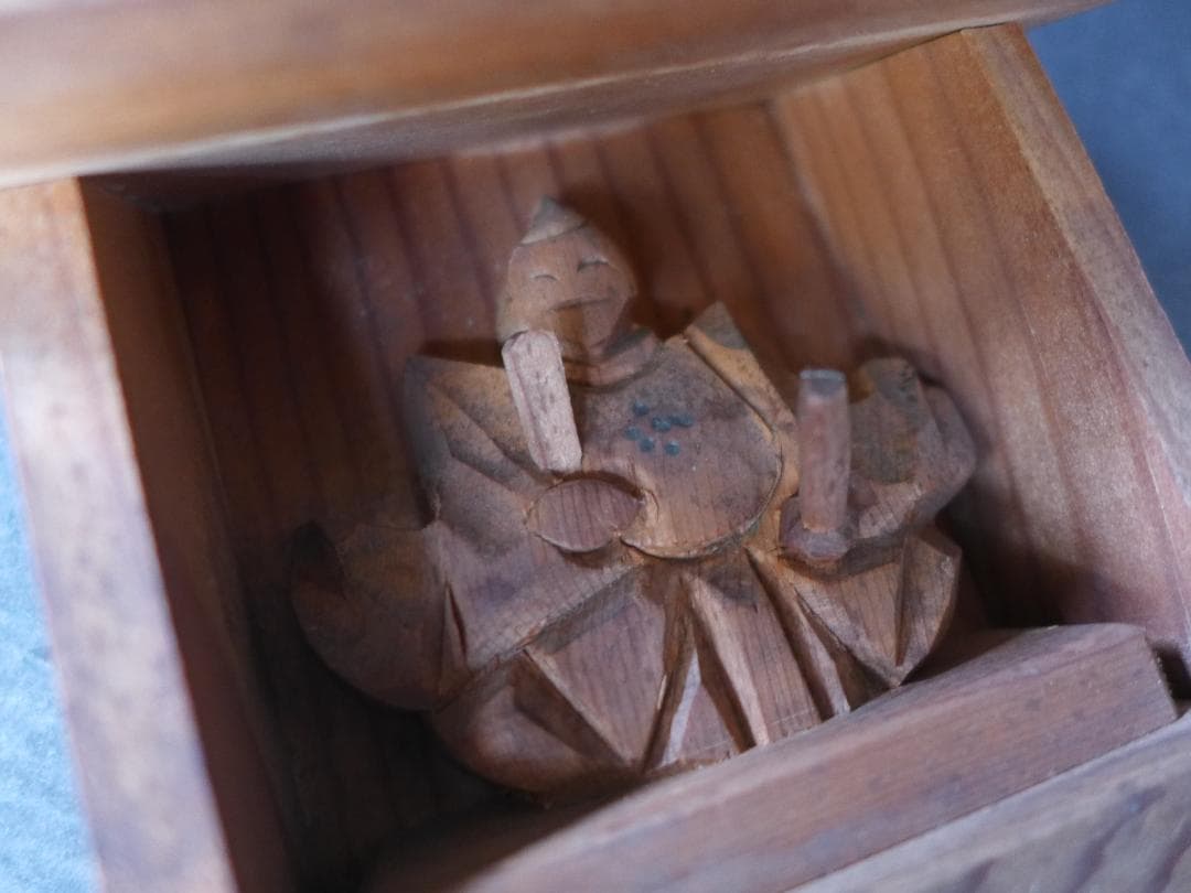 時代物　古い一刀彫り木彫　菅原道實　学問の神様　神棚風壁掛け　アンティーク　骨董