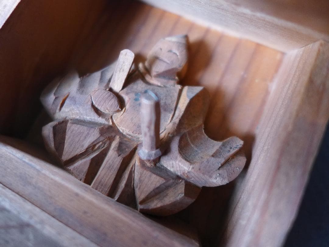 時代物　古い一刀彫り木彫　菅原道實　学問の神様　神棚風壁掛け　アンティーク　骨董