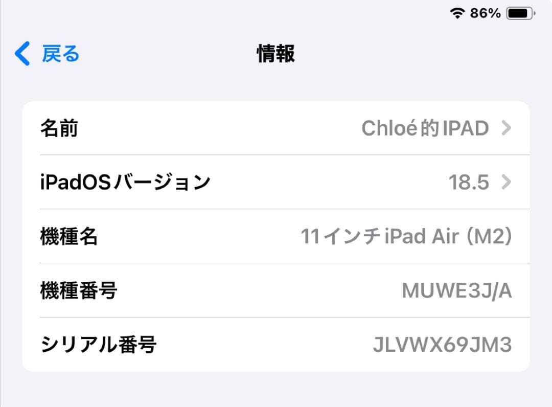 【美品】iPad Air (M2) 11インチ128GB