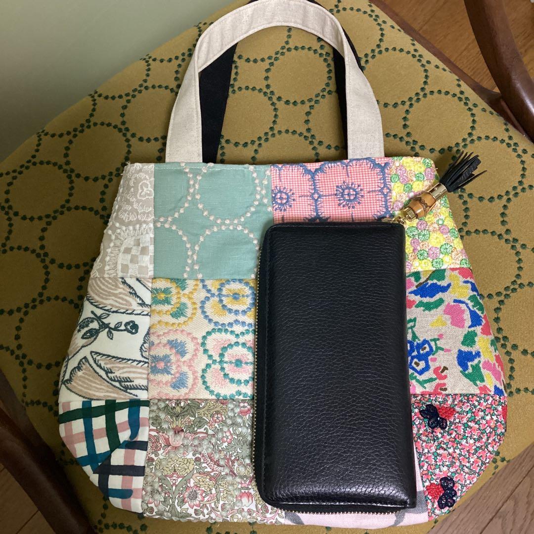 ミナペルホネン　パッチワークふっくらまるみのトートバッグハンドメイド