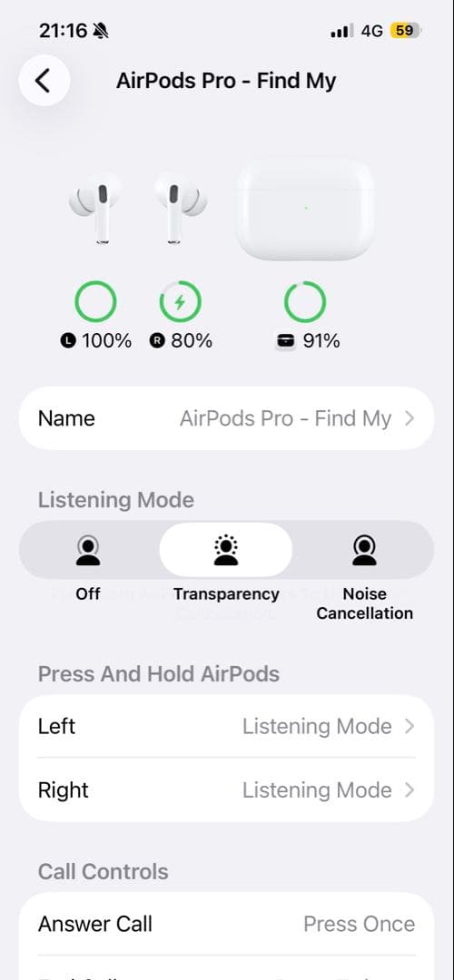 純正AirPods Pro 本体 充電ケース付き　右側のみ調子悪し