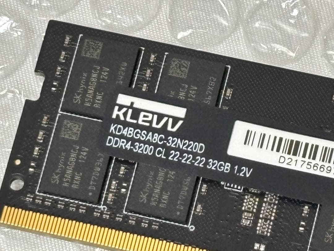 KLEVV DDR4-3200 SO-DIMM 32GB×2枚 計64GB
