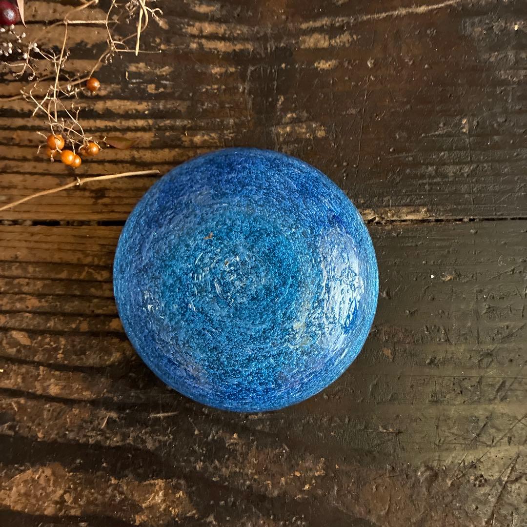 骨董　作家物　紫陽花ブルー　コバルトブルー　気泡ガラス　手塩皿　豆皿　5客限り